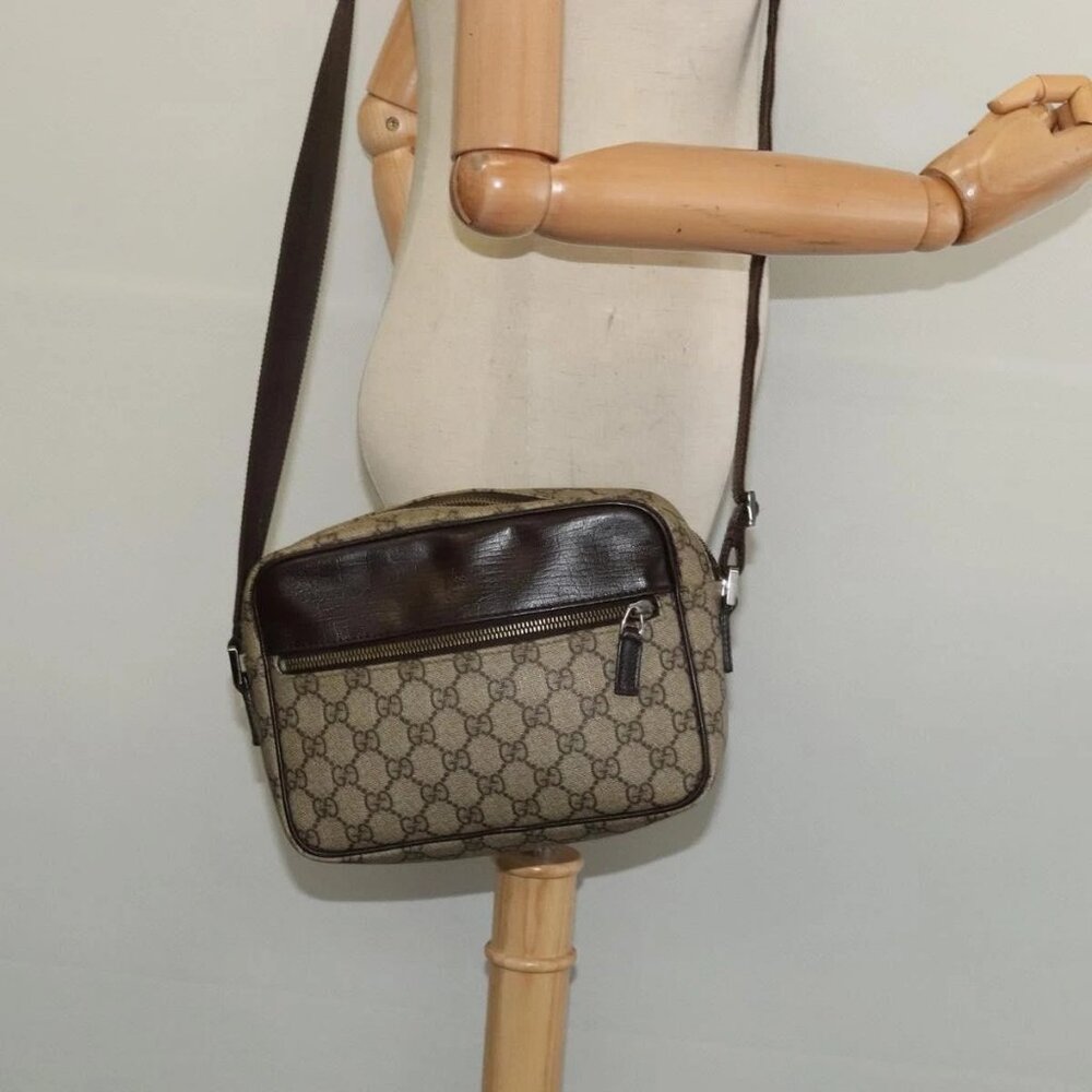 GUCCI GG Supreme Shoulder Bag PVC Beige Gold - Picture 14 of 16